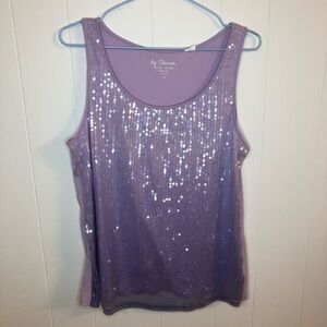 Chico's Lavender Sequin Scoop Neck Tank Size 1 Medium
